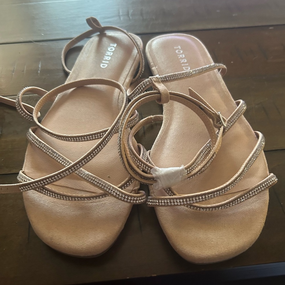 torrid Blush Pink Strappy Rhinestone Sandals